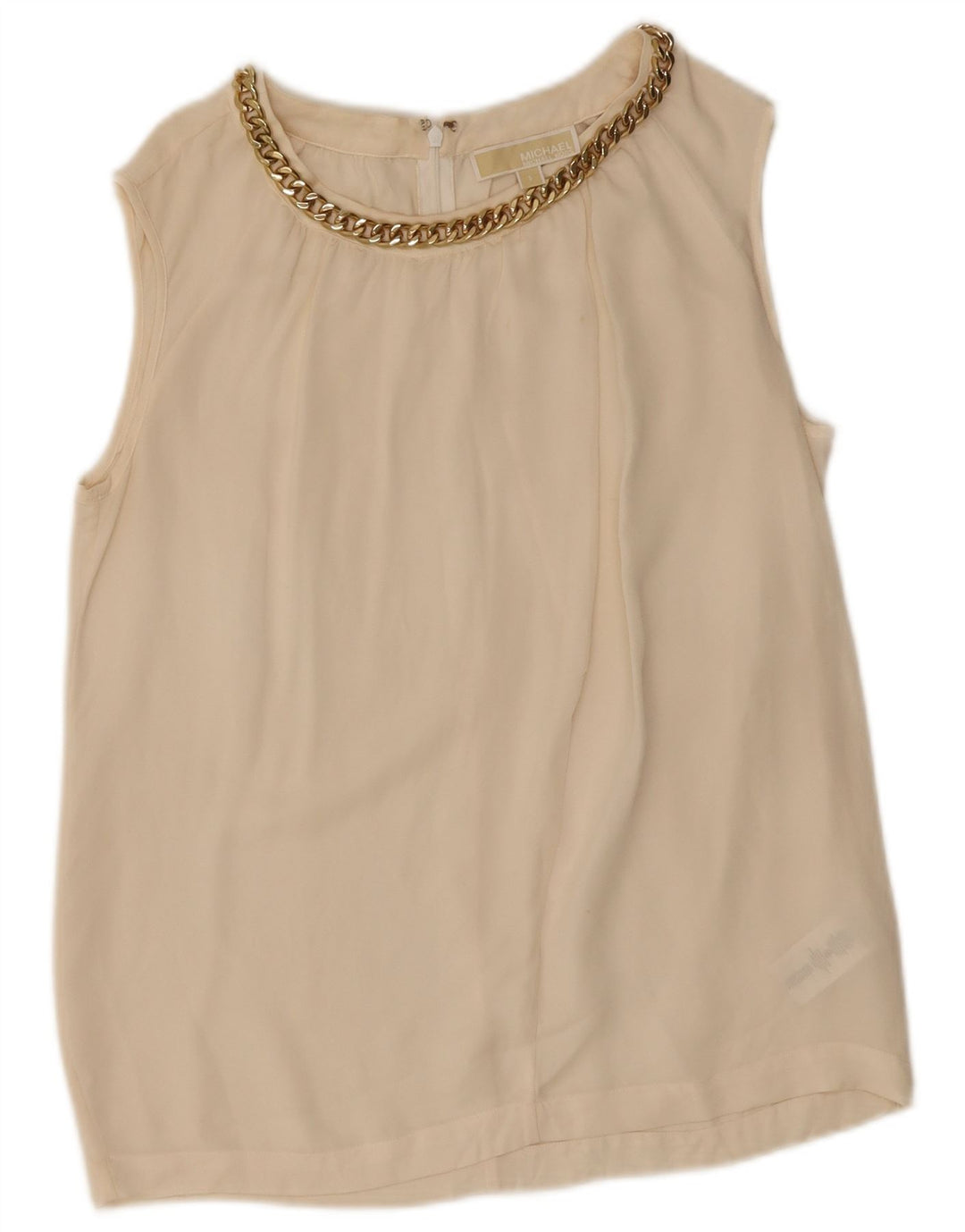 Blusa feminina sem mangas Michael Kors UK 10 pequena seda branca