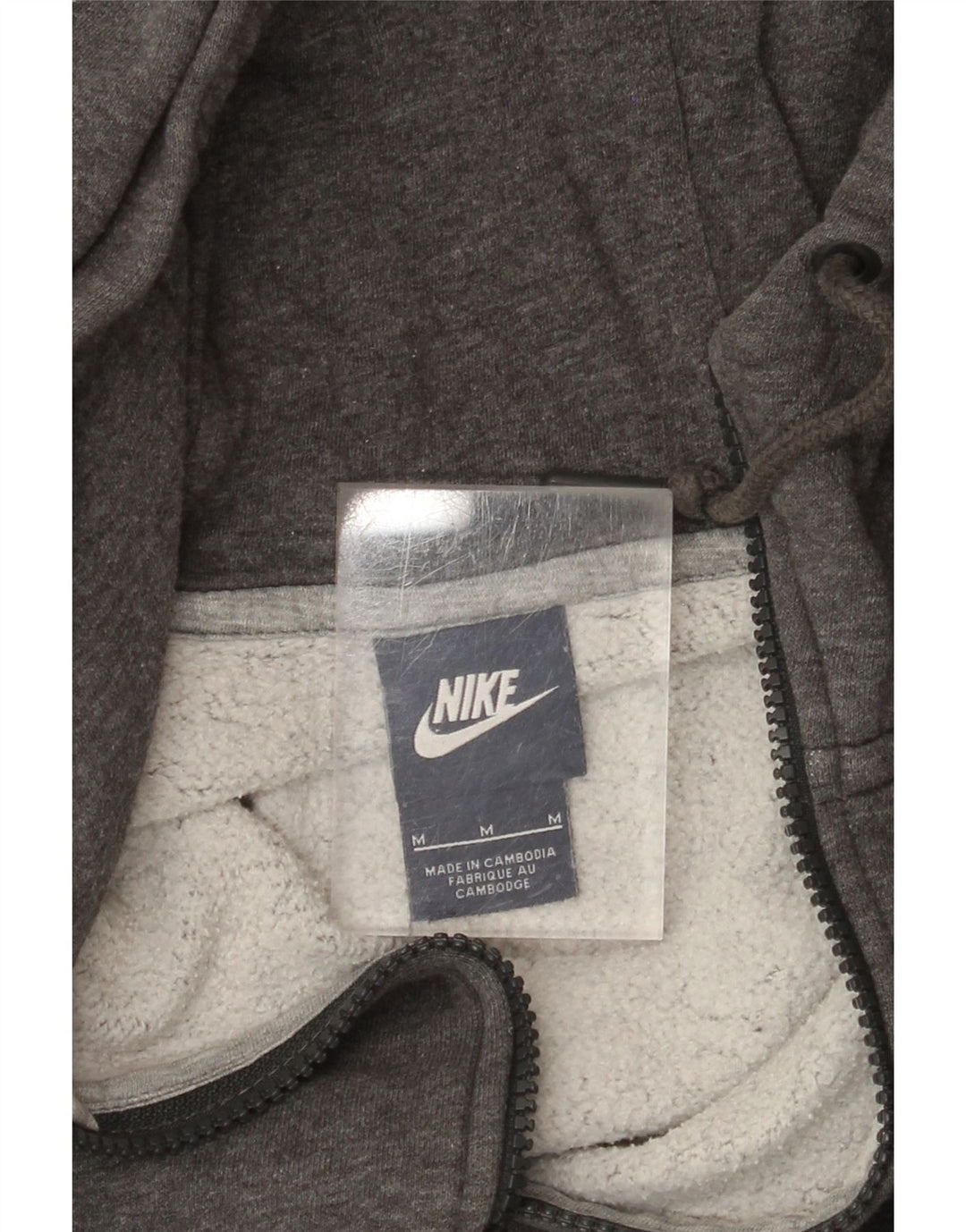 Suéter masculino NIKE com capuz e zíper cinza médio
