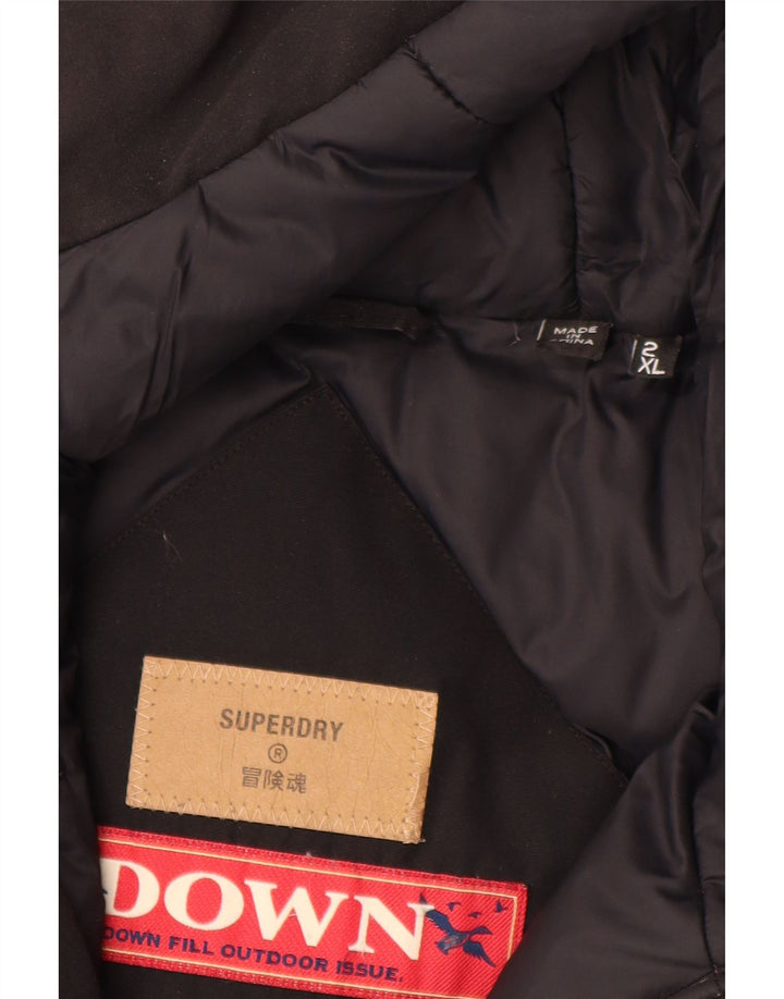 Casaco acolchoado com capuz masculino Superdry UK 44 2XL poliéster preto
