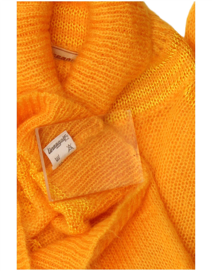 Suéter feminino vintage com gola redonda Reino Unido 12 mohair laranja médio