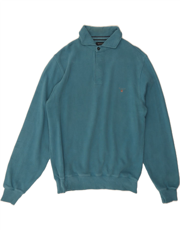 GANT Mens Polo Neck Jumper Sweater Medium Blue Cotton Vintage Gant and Second-Hand Gant from Messina Hembry 