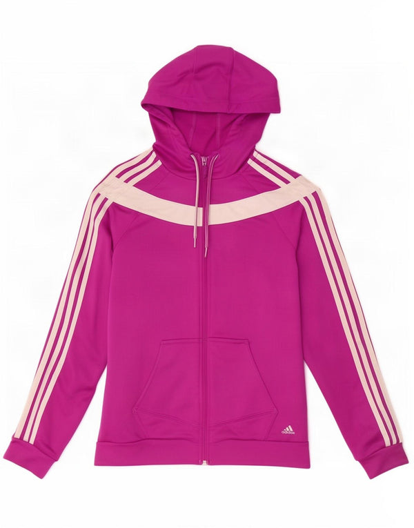 Adidas Womens Zip Hoodie Sweater UK 8/10 Pequeno Roxo Colorblock