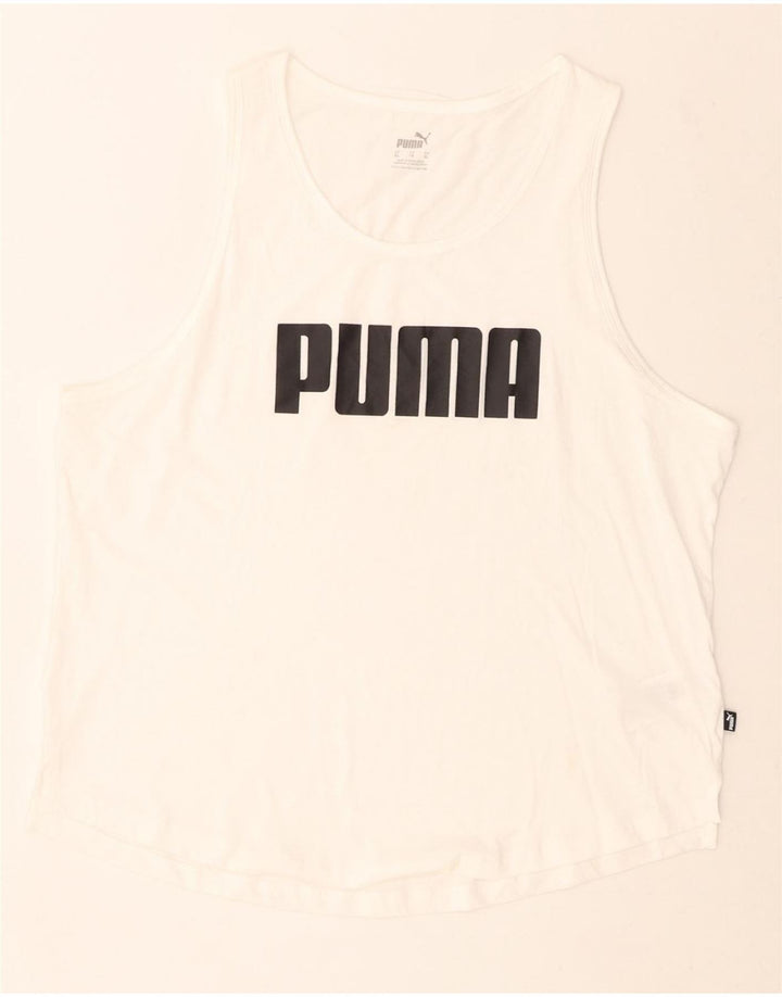 PUMA Womens Graphic Vest Top UK 18 XL White Cotton Vintage Puma and Second-Hand Puma from Messina Hembry 