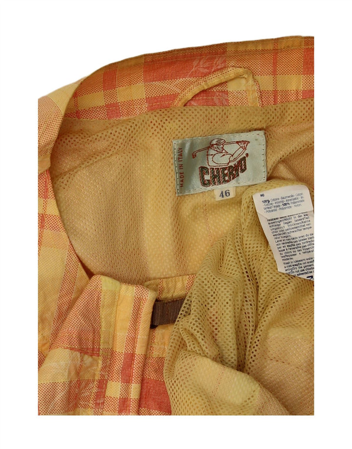 Gilet feminino vintage grande IT 46 grande algodão xadrez amarelo