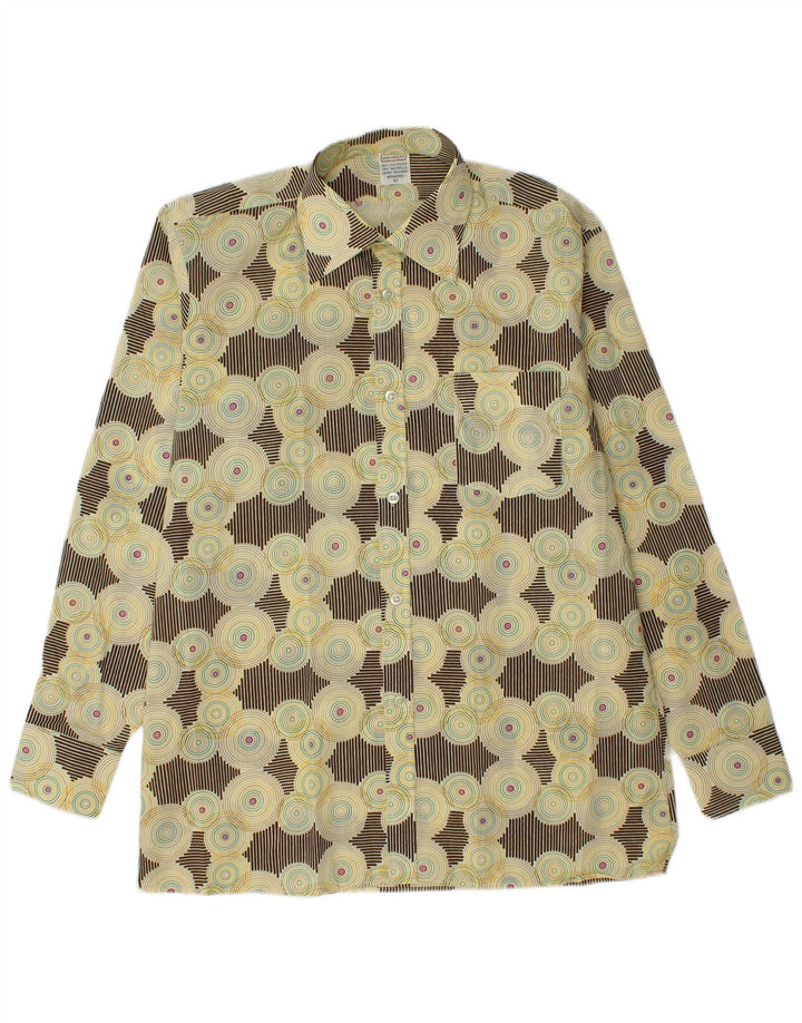 Camisa masculina Don Carlos tamanho 41 poliéster geométrico bege médio