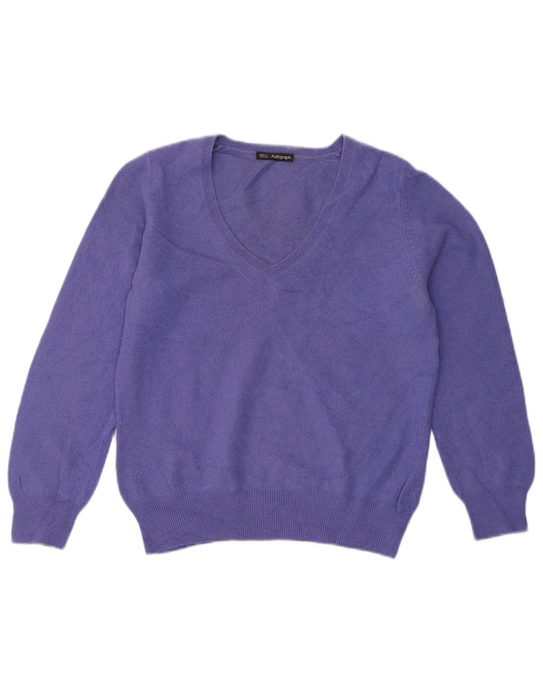 Suéter feminino Marks & Spencer Autograph com decote em V Reino Unido 12 médio roxo