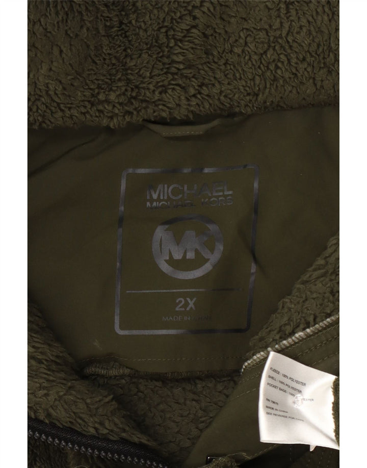 Sobretudo de lã feminino Michael Kors UK 20 2XL poliéster verde