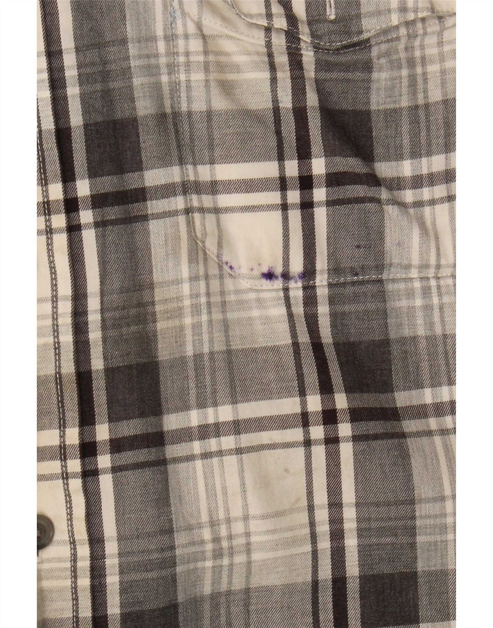 Camisa masculina de flanela Chaps grande algodão xadrez cinza