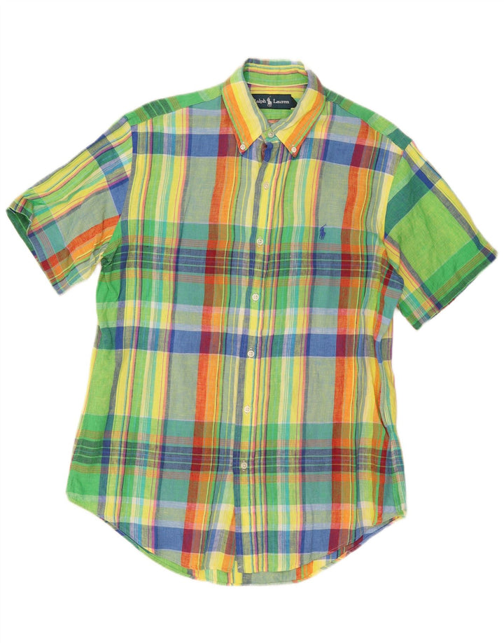 Camisa masculina de manga curta Ralph Lauren média xadrez multicolorida