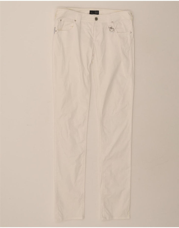 ARMANI JEANS Womens Slim Casual Trousers W27 L33 White Cotton Vintage Armani Jeans and Second-Hand Armani Jeans from Messina Hembry 