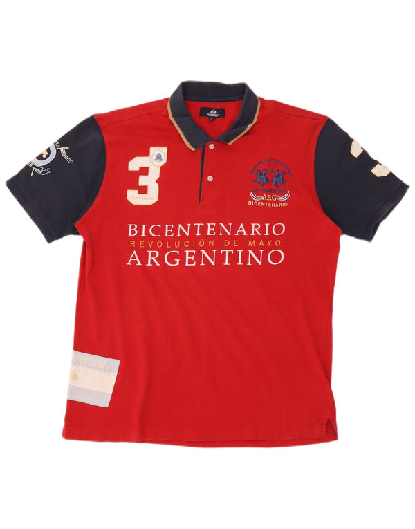 Camisa polo masculina La Martina Bicentenario de Revolucion Mayo Rugby XL vermelha