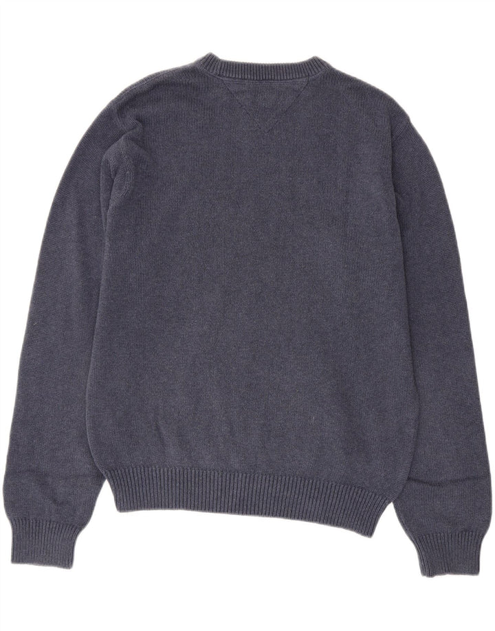 Suéter masculino TOMMY HILFIGER com gola redonda, algodão azul marinho médio