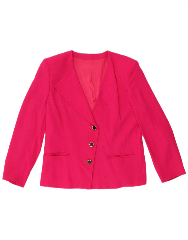MARINA RINALDI Jaqueta blazer feminina de 3 botões tamanho 19 pequeno rosa