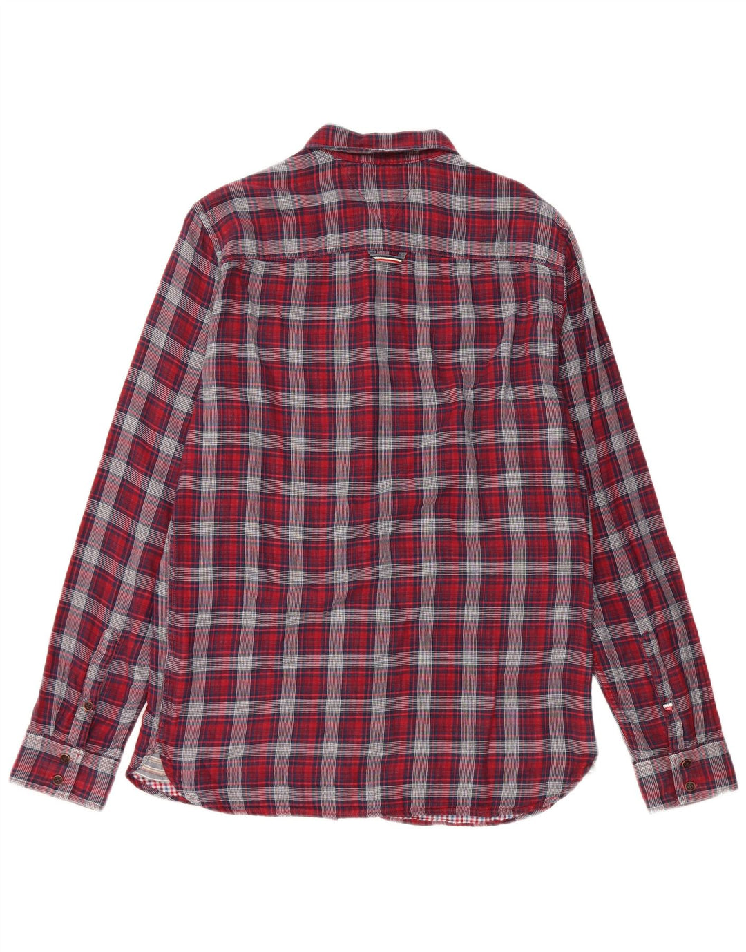 Camisa masculina de flanela Tommy Hilfiger Regular Fit algodão xadrez vermelho médio