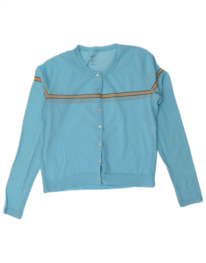 Suéter feminino Marccain Crop Cardigan UK 14 listrado azul médio
