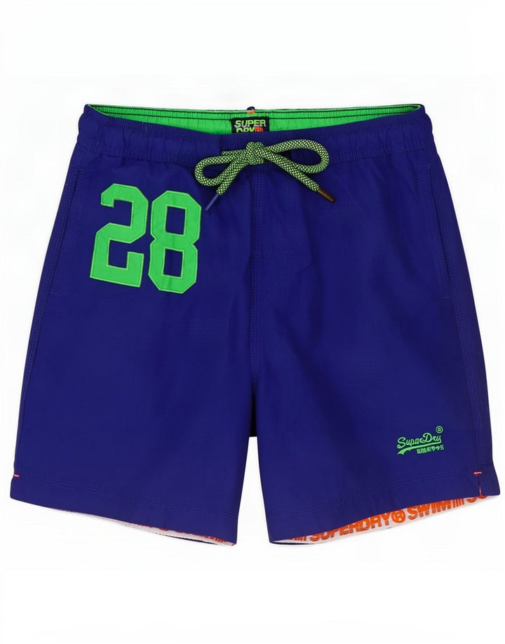 Shorts de natação masculino Superdry Graphic grande poliéster azul