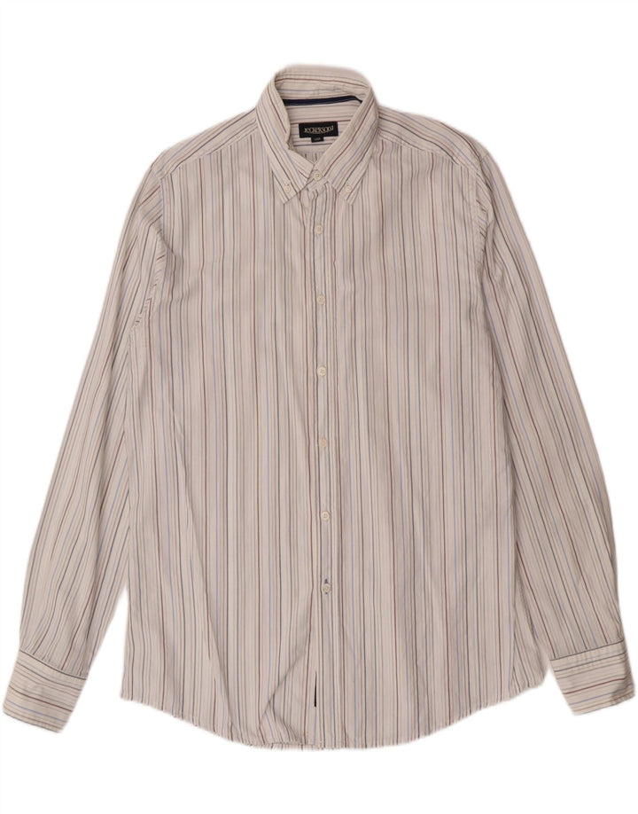 Camisa masculina JECKERSON grande algodão listrado branco