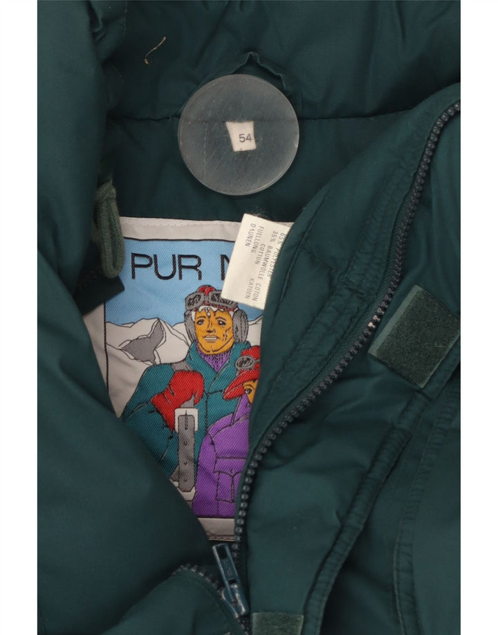 Revestimento de esqui acolchoado encapuçado dos homens do vintage 54 2XL poliéster verde