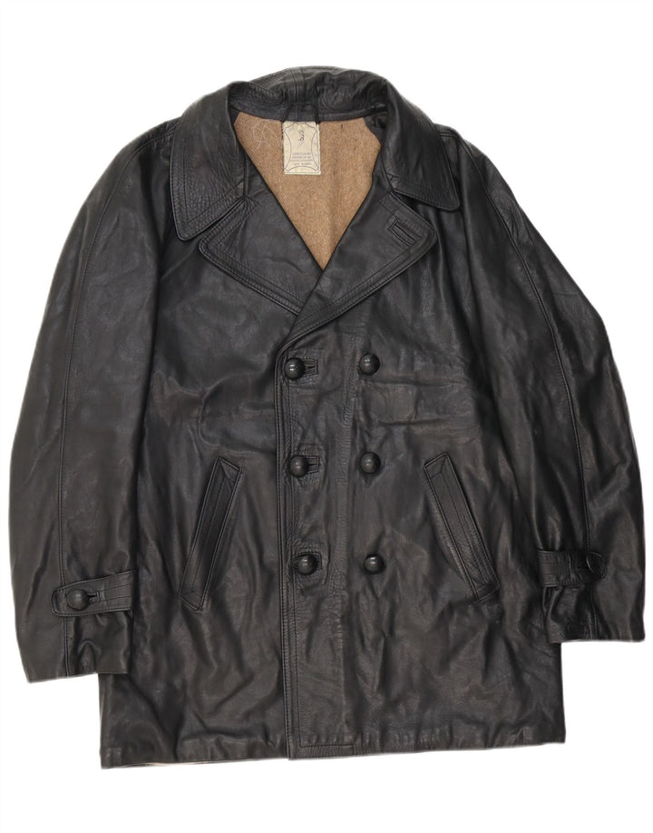 Jaqueta de couro masculina vintage UK 38 couro preto médio