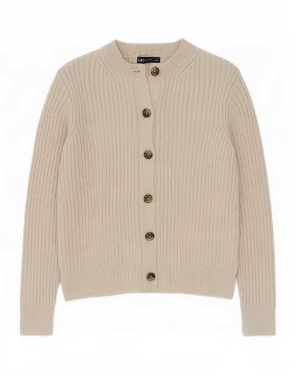 Suéter cardigã feminino Marks & Spencer UK 12 poliéster branco médio