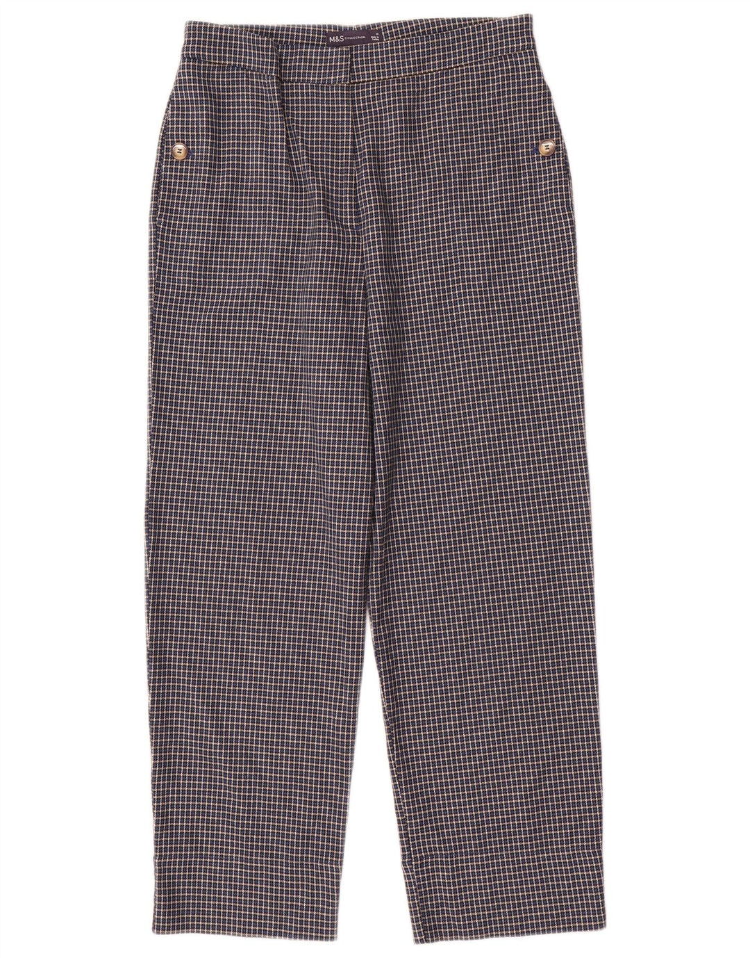 Calças cortadas femininas Marks & Spencer UK 10 pequenas W28 L25 azul