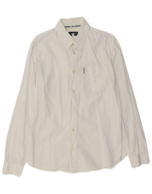 Armani Jeans Camisa masculina pequena de algodão branco