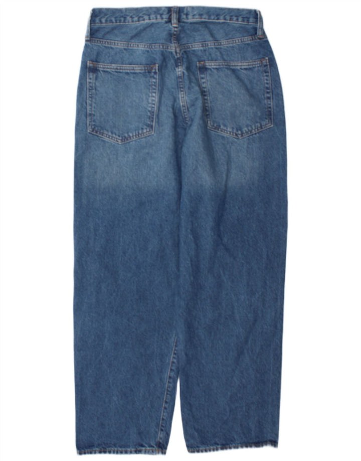 Jeans soltos femininos Gap W29 L30 algodão azul marinho