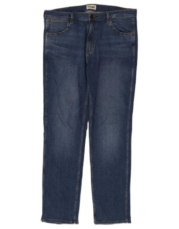 Wrangler Mens Greensboro Straight Jeans W36 L34 Azul Algodão