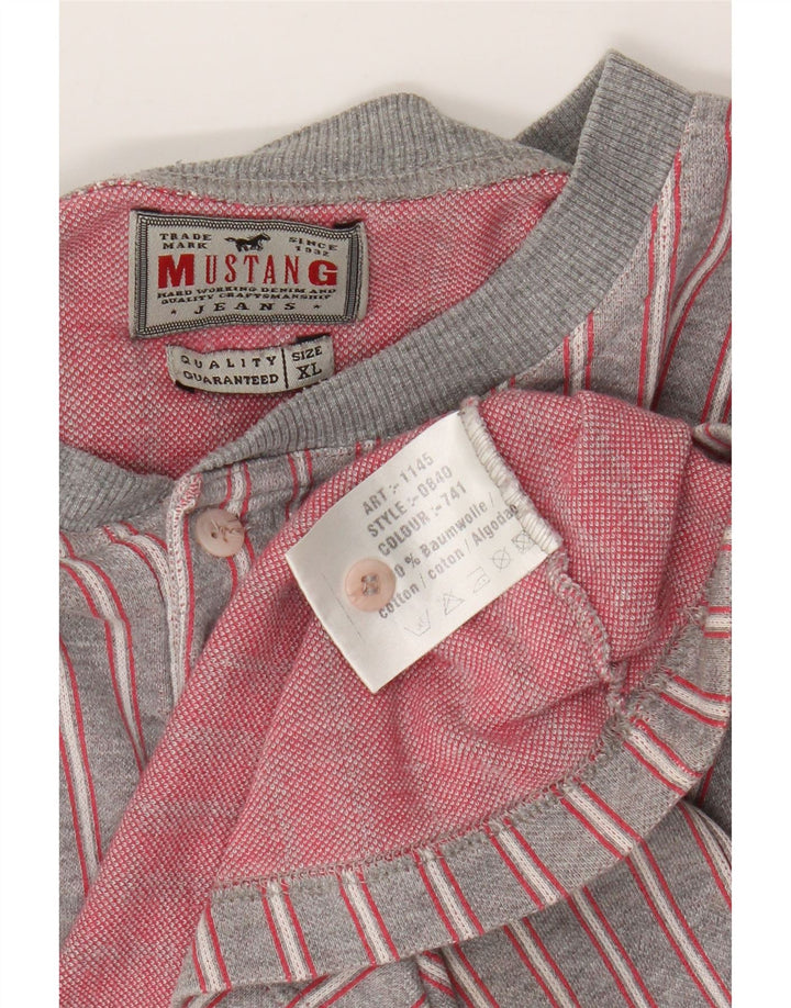 Camiseta masculina Mustang Top XL algodão listrado cinza