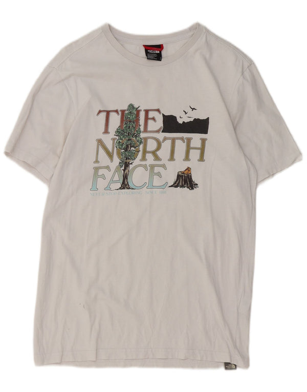 Camiseta gráfica masculina The North Face, top pequeno de algodão branco