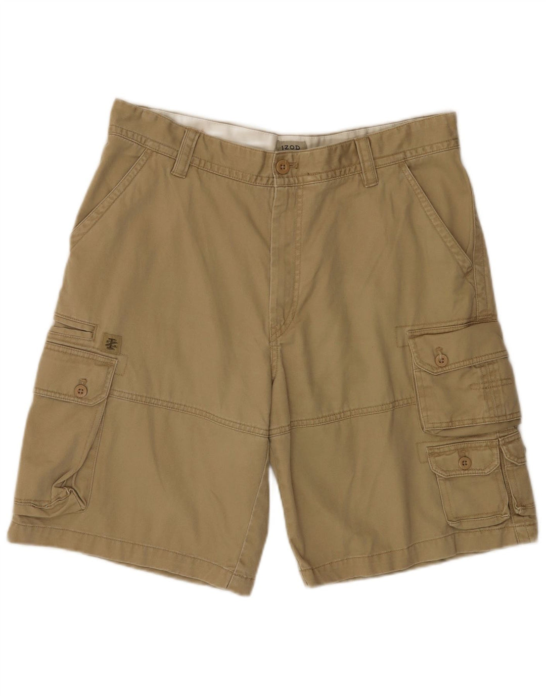 Shorts cargo masculino IZOD W36 grande algodão bege