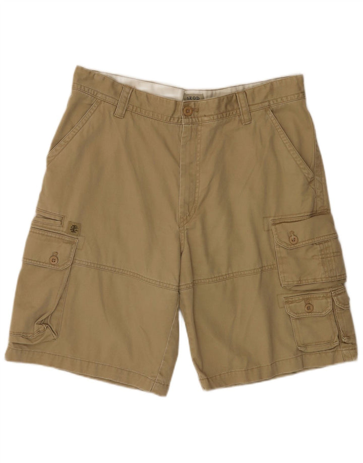 Shorts cargo masculino IZOD W36 grande algodão bege