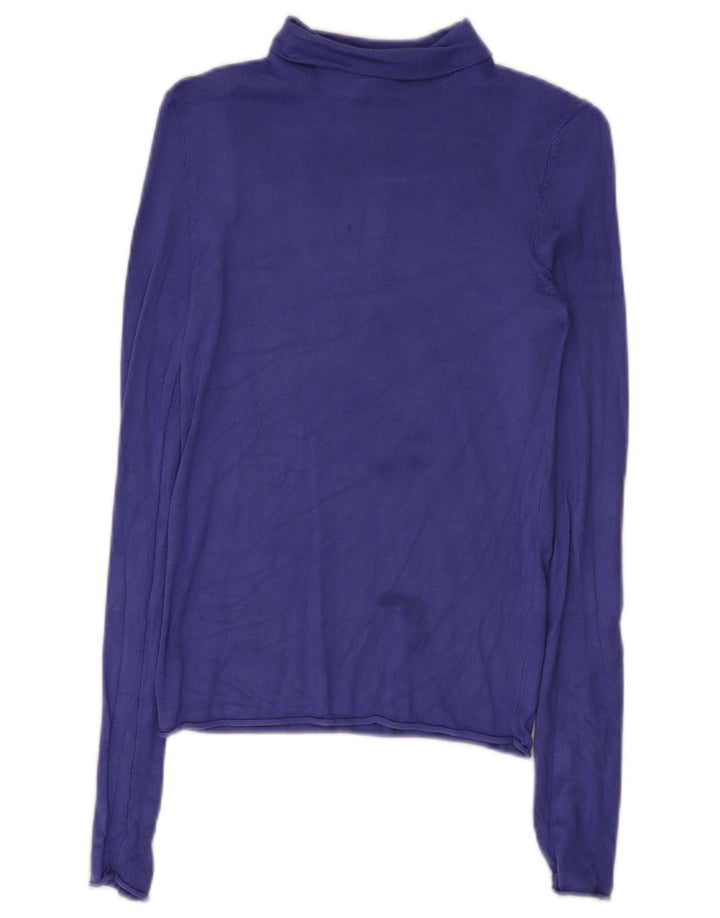 Top feminino Zara de manga comprida UK 8 pequeno roxo viscose