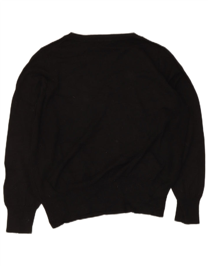 Suéter feminino Marks & Spencer com decote em V Reino Unido 14 viscose preta média
