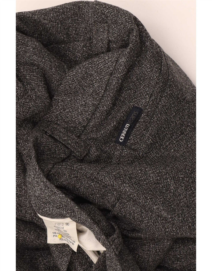 Calça feminina Cerruti de terno reto W32 L32 lã cinza
