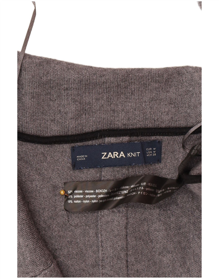 Suéter cardigã feminino Zara Longline Reino Unido 14 viscose cinza médio