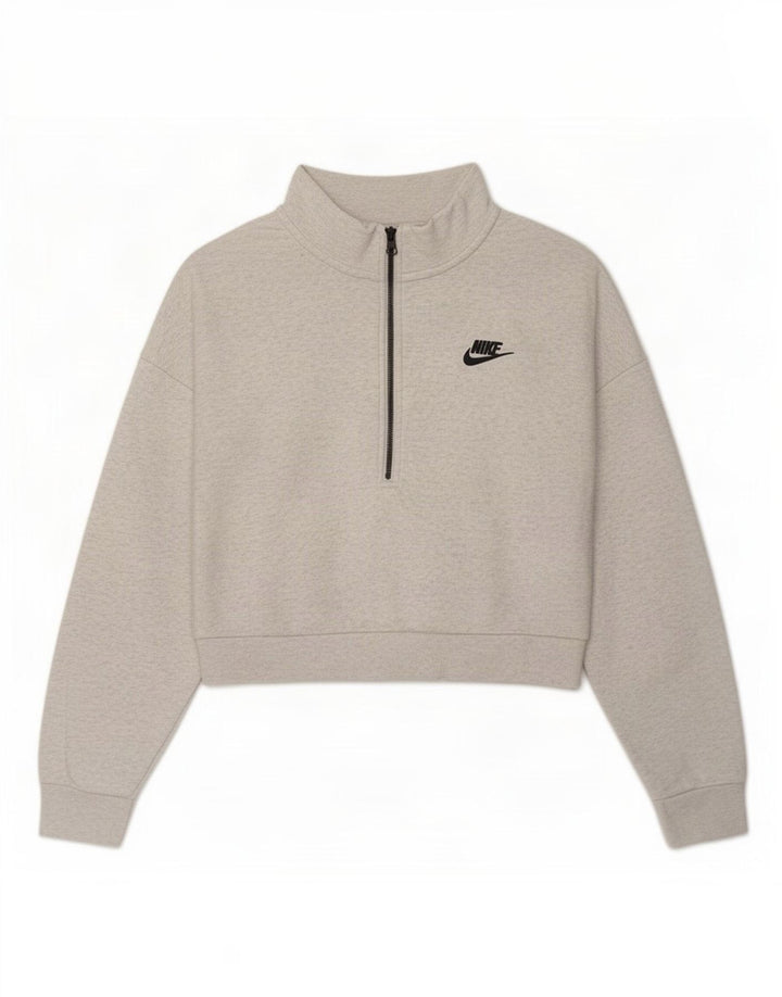 Moletom Nike feminino oversized com zíper e gola alta UK 14 cinza médio