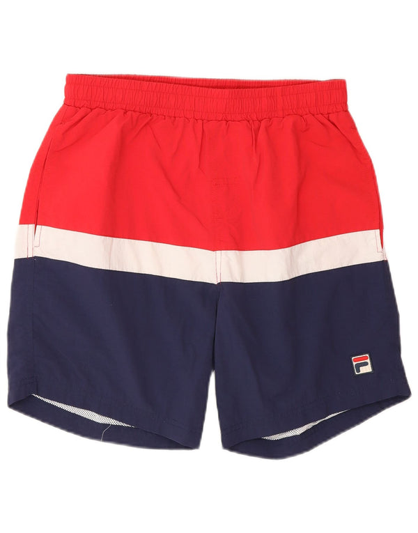 Fila Mens Swimming Shorts Small Red Colourblock Nylon