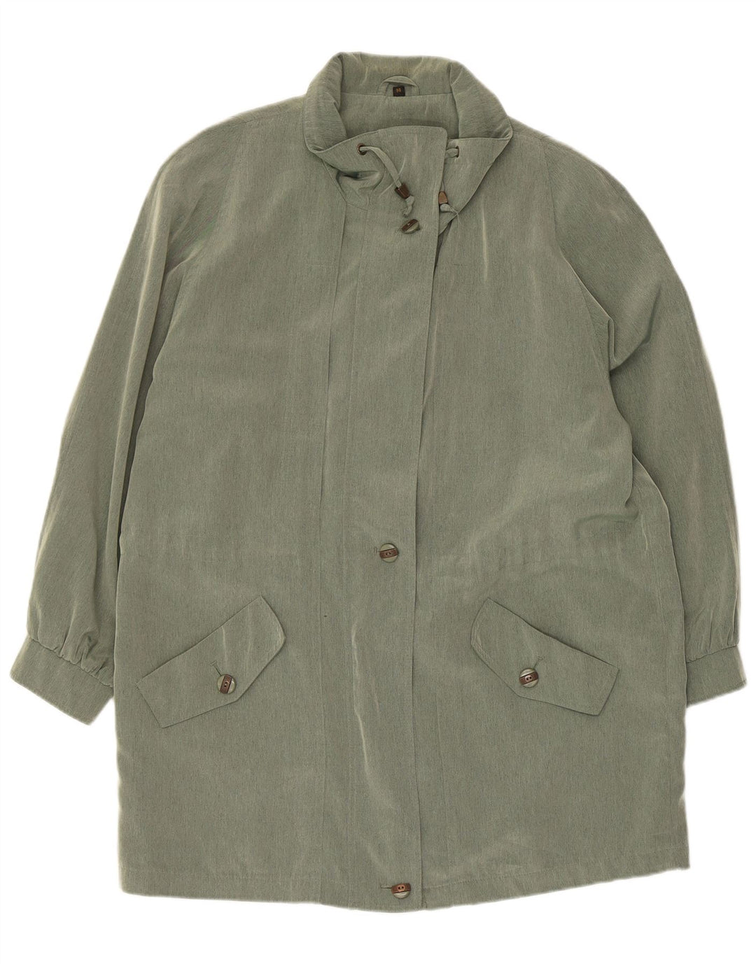 Sobretudo feminino vintage UK 14 grande poliéster verde