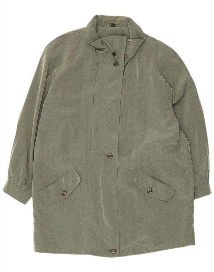 Sobretudo feminino vintage UK 14 grande poliéster verde