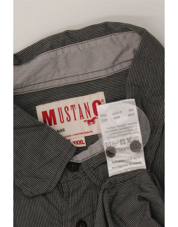 Camisa masculina Mustang 3XL algodão listrado cinza