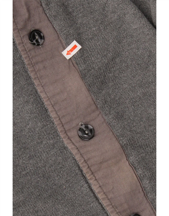 Suéter cardigã masculino JACK & JONES algodão cinza médio