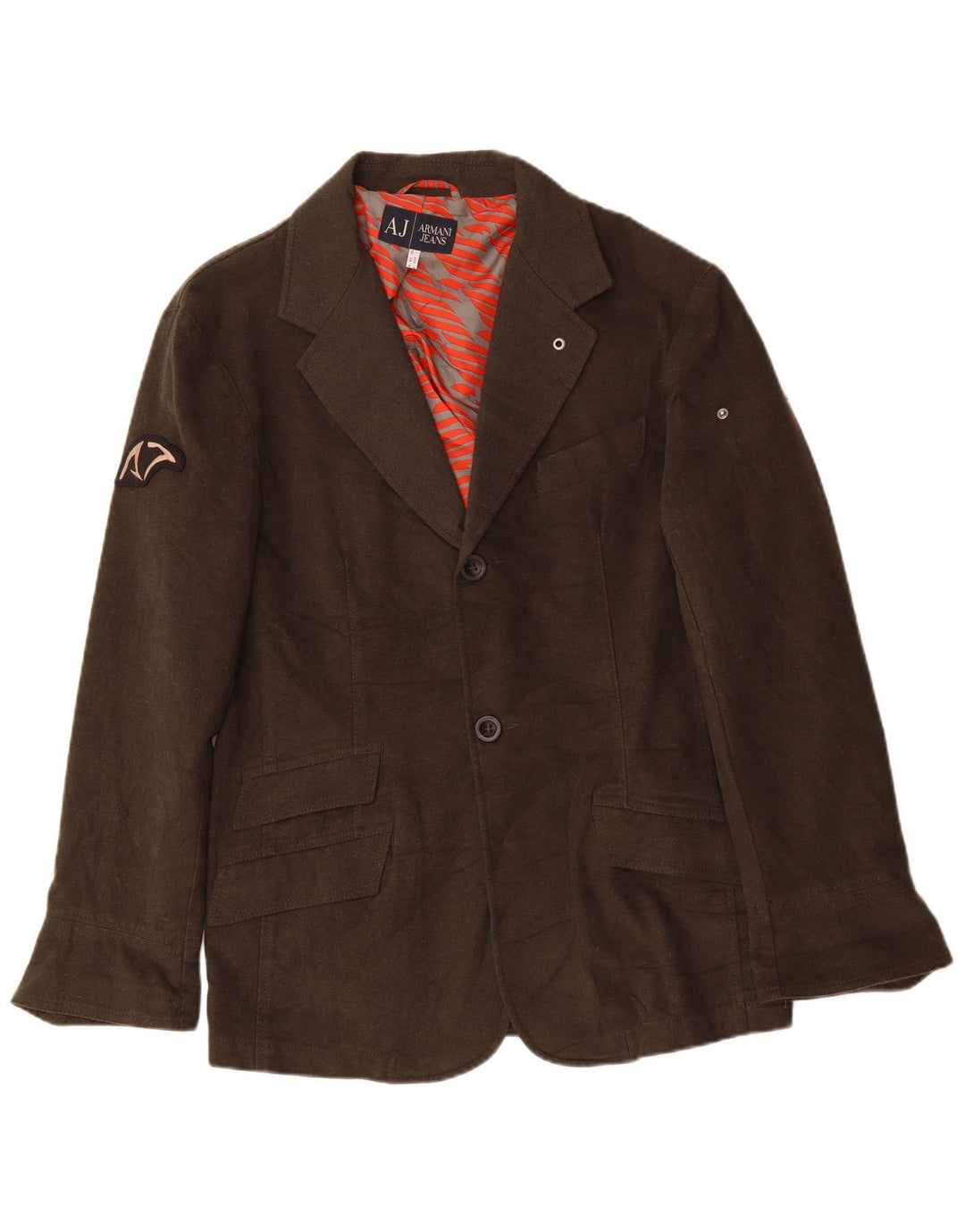 ARMANI JEANS Jaqueta blazer masculina de 2 botões IT 52 grande algodão cáqui