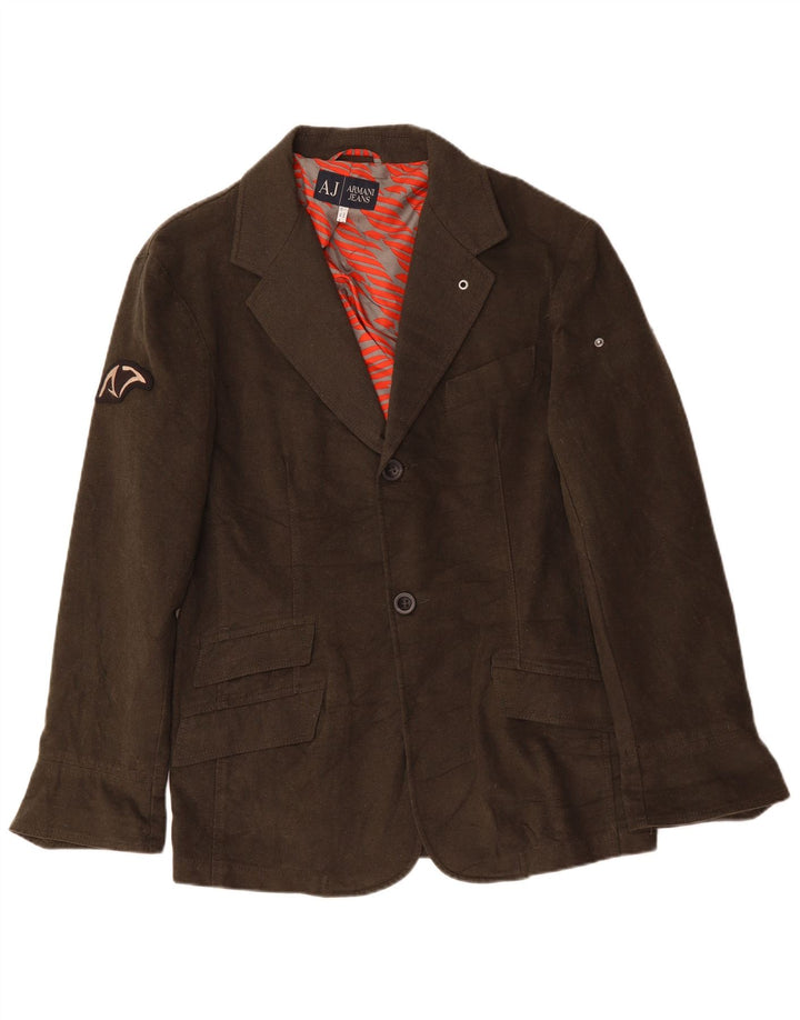 ARMANI JEANS Jaqueta blazer masculina de 2 botões IT 52 grande algodão cáqui