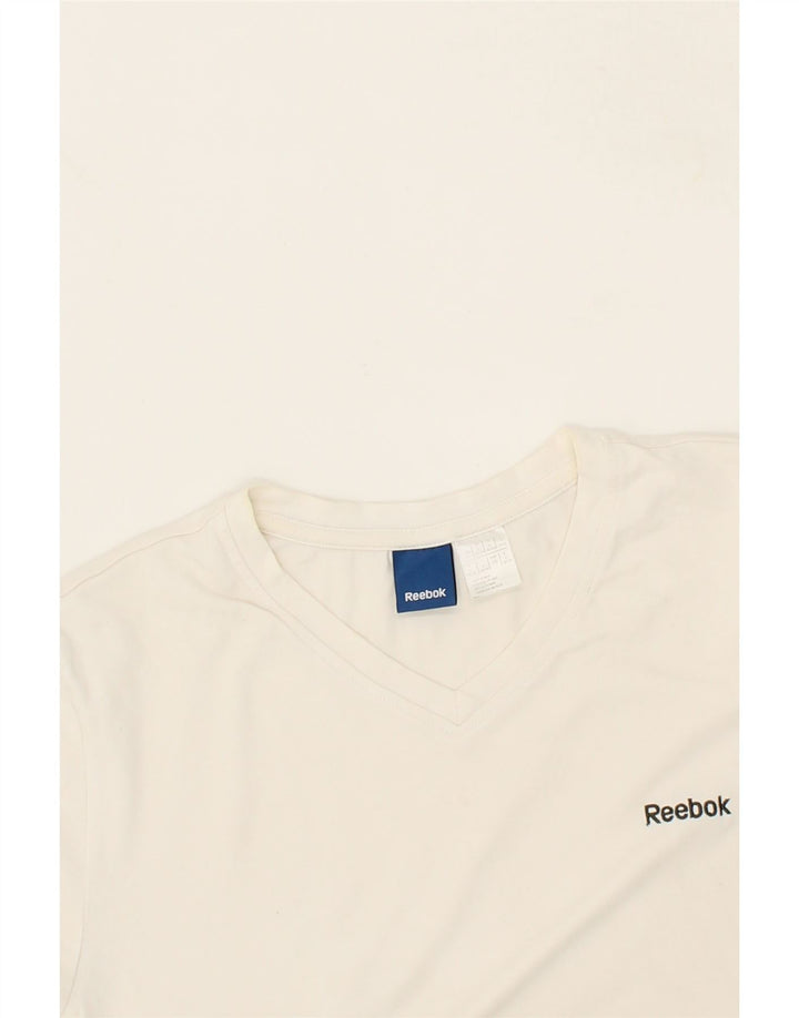 REEBOK Womens T-Shirt Top UK 16/18 Large White Cotton Vintage Reebok and Second-Hand Reebok from Messina Hembry 