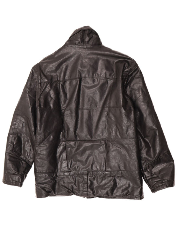 Jaqueta de couro masculina vintage UK 36 pequena preta