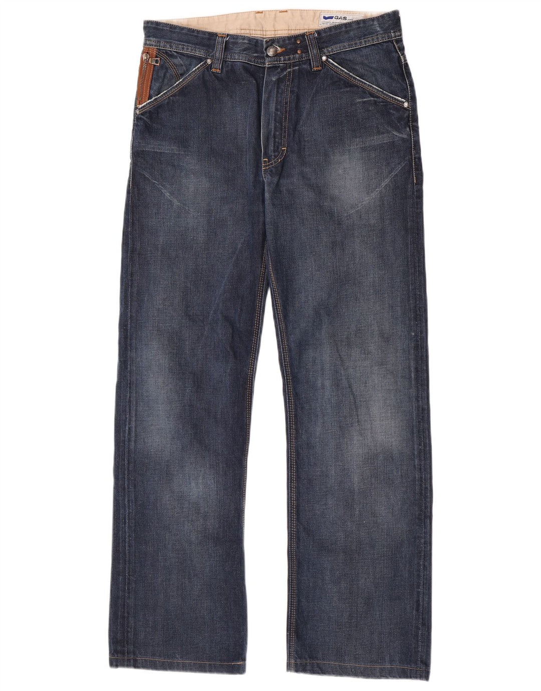 Calça jeans reta masculina Gas W32 L31 algodão azul