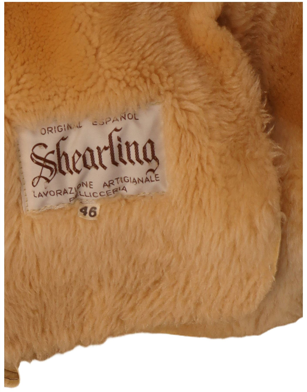Casaco feminino vintage de shearling IT 46 grande shearling bege