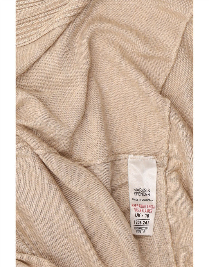 Suéter cardigã assimétrico feminino Marks & Spencer Reino Unido 16 grande bege