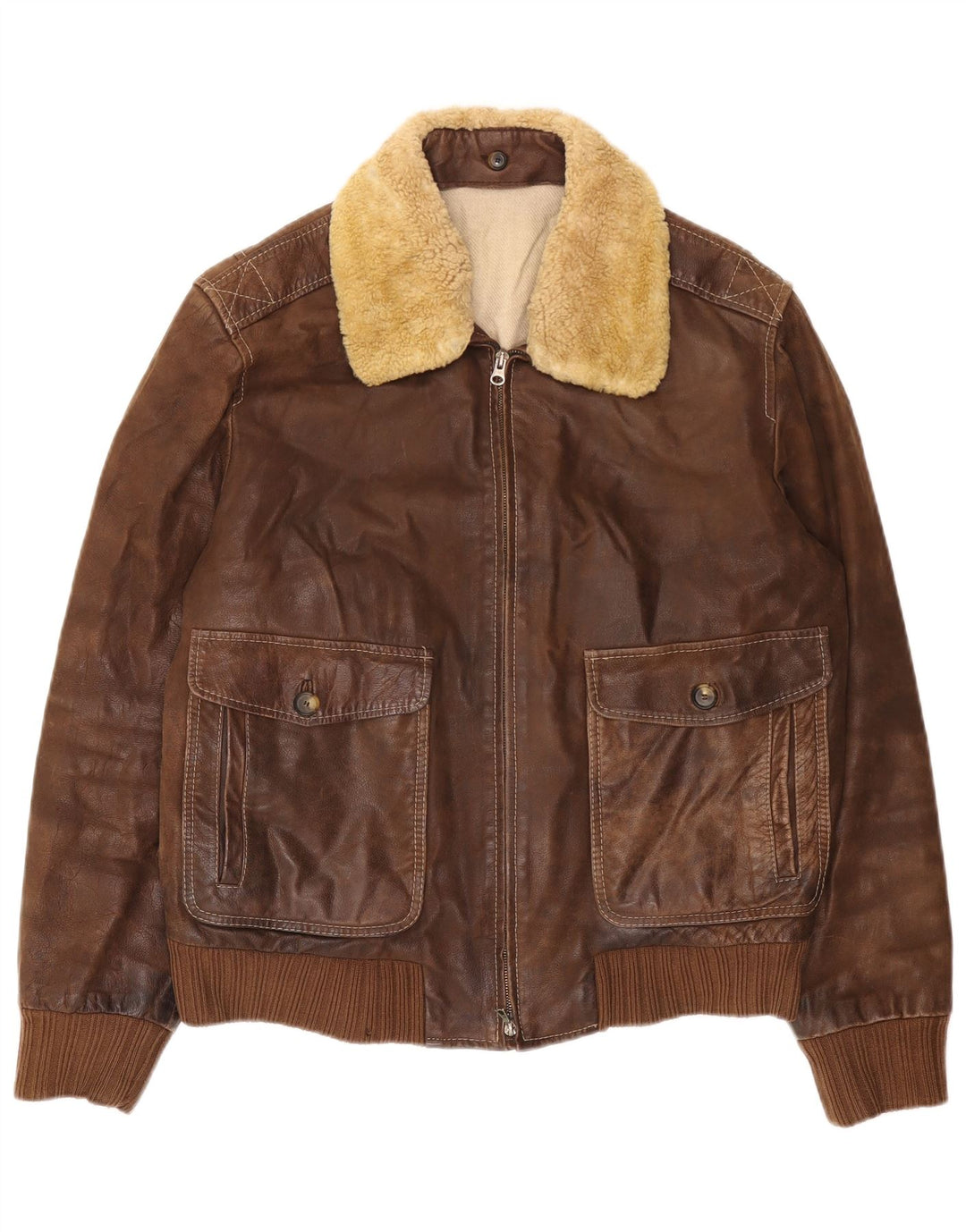 Jaqueta de couro masculina vintage IT 52 XL couro marrom